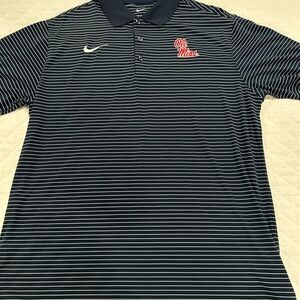 Nike Men's Navy Striped Polo Shirt